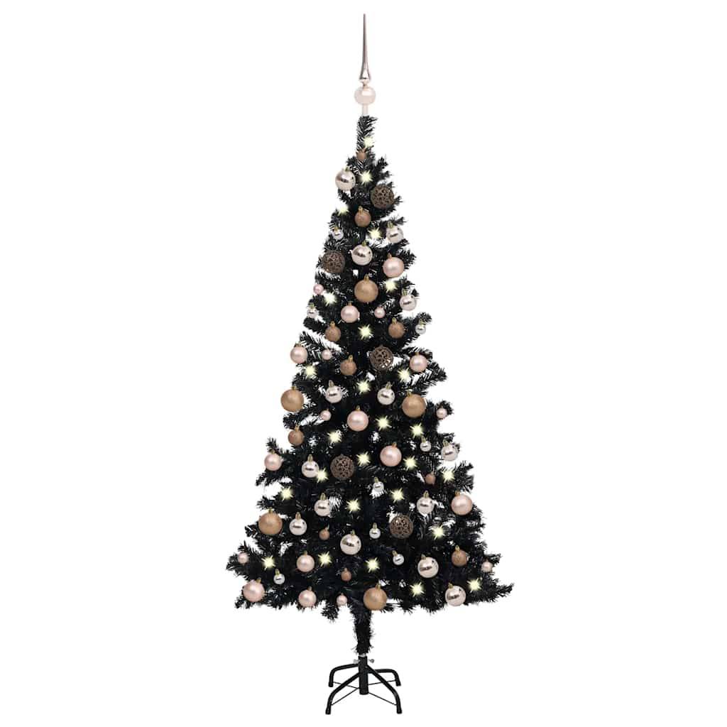 Vidaxl - Arbre de Noël artificiel pré-éclairé et boules noir 180 cm PVC vidaXL 3077590 - Image 1