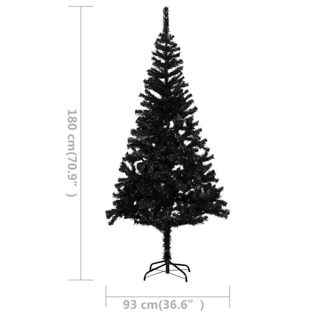 Vidaxl - Arbre de Noël artificiel pré-éclairé et boules noir 180 cm PVC vidaXL 3077590 - Image 3