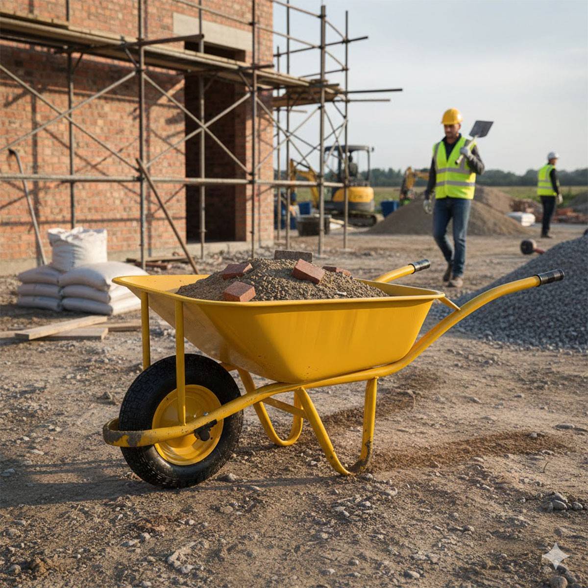 Brouette de chantier Acier Cuve carrée 80L Roues gonflées VITO - Imagen 4
