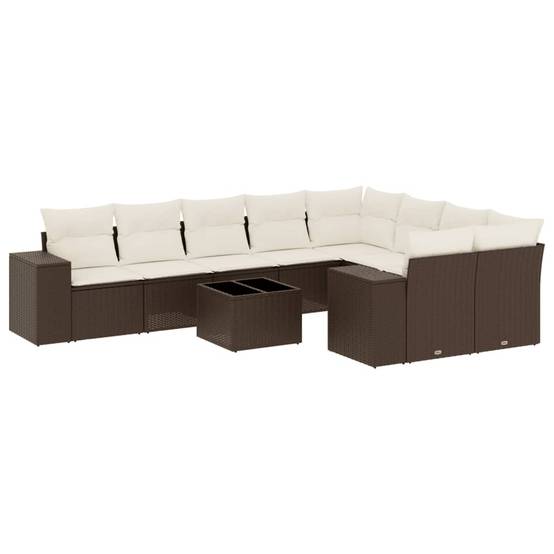 Grand Salon de Jardin 10 Places Résine Tressée Confortable avec Coussins pour Terrasse Marron – ComfortXL Outdoor Living - Image 2