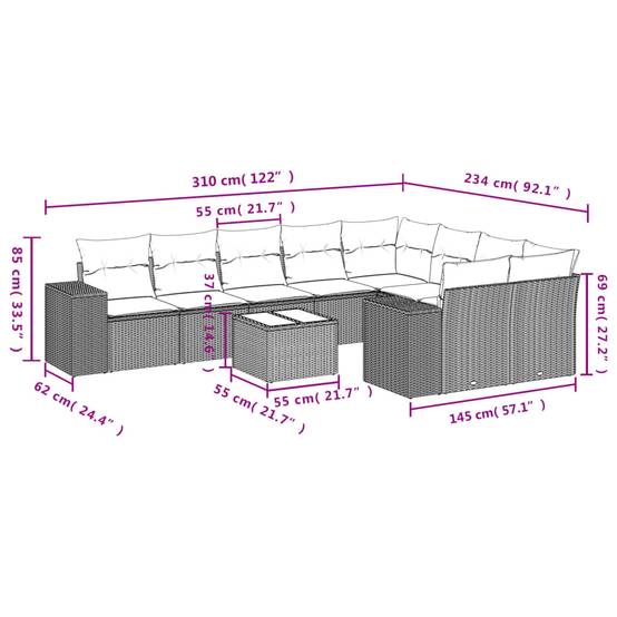 Grand Salon de Jardin 10 Places Résine Tressée Confortable avec Coussins pour Terrasse Marron – ComfortXL Outdoor Living - Image 8