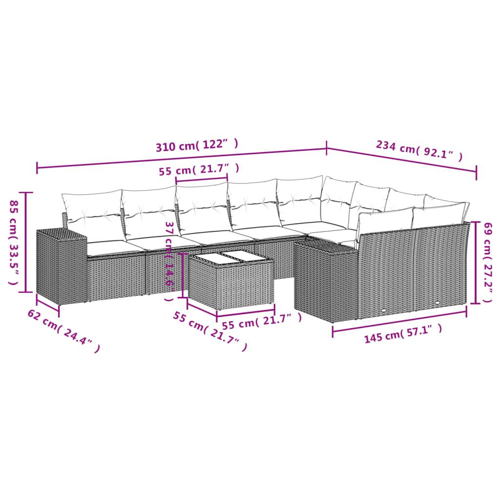 Grand Salon de Jardin 10 Places Résine Tressée Confortable avec Coussins pour Terrasse Marron – ComfortXL Outdoor Living - Image 8