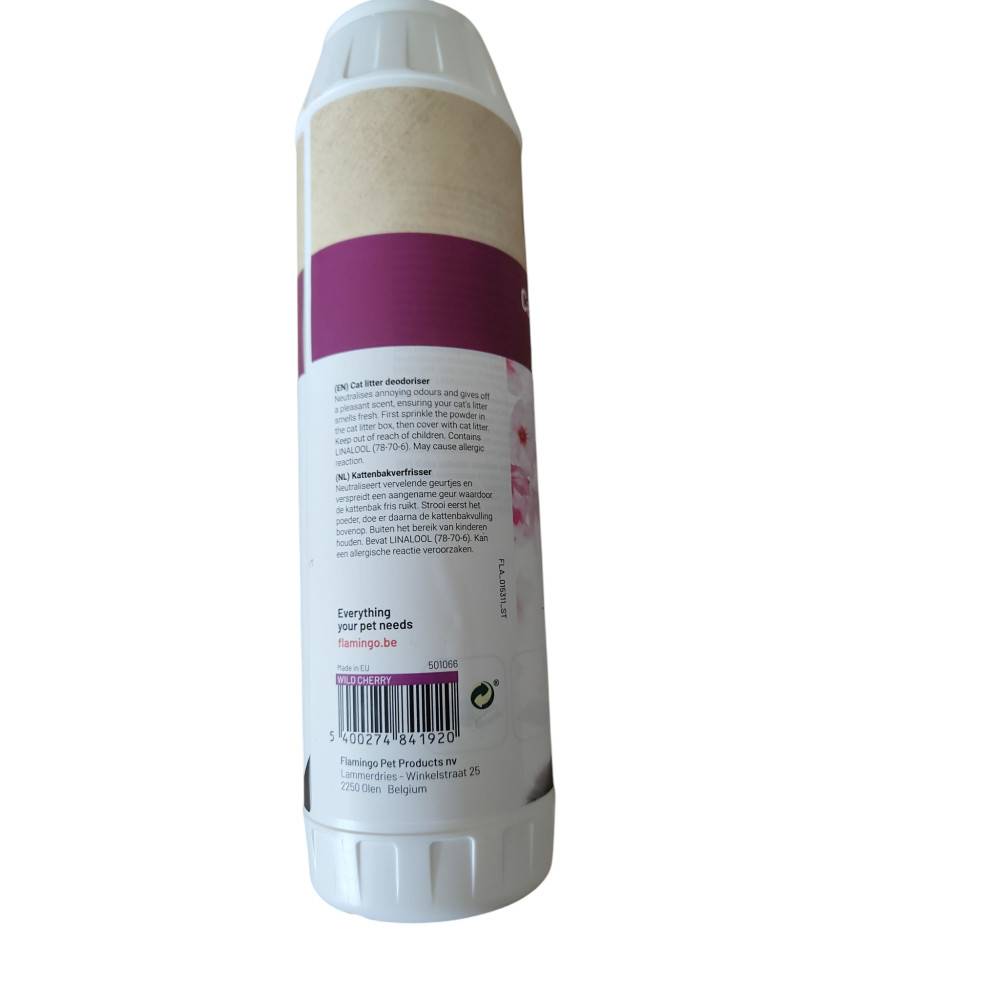 Flamingo - Désodorisant pour litière parfum cerise sauvage flacon 750 g pour chat - Image 5