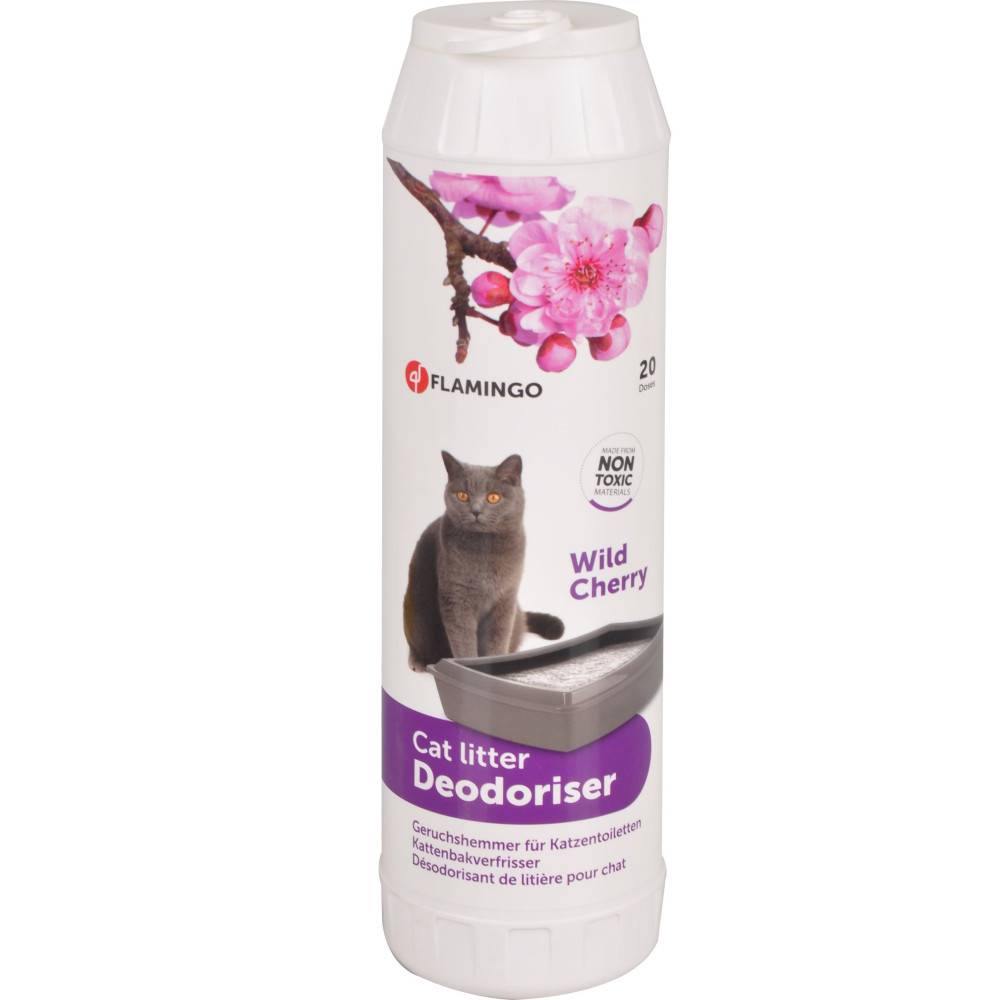 Flamingo - Désodorisant pour litière parfum cerise sauvage flacon 750 g pour chat - Image 1