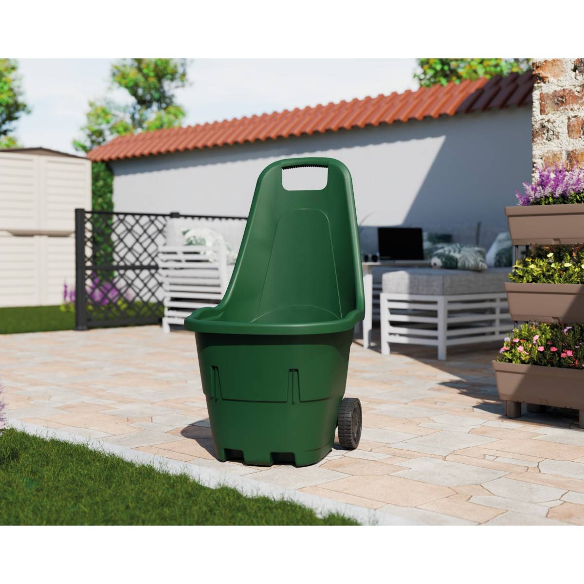 Chariot de jardin 43L Polyvalent Chariot à bûches Transport 2 Roues robustes Charge max 60 kg Intec - Image 4