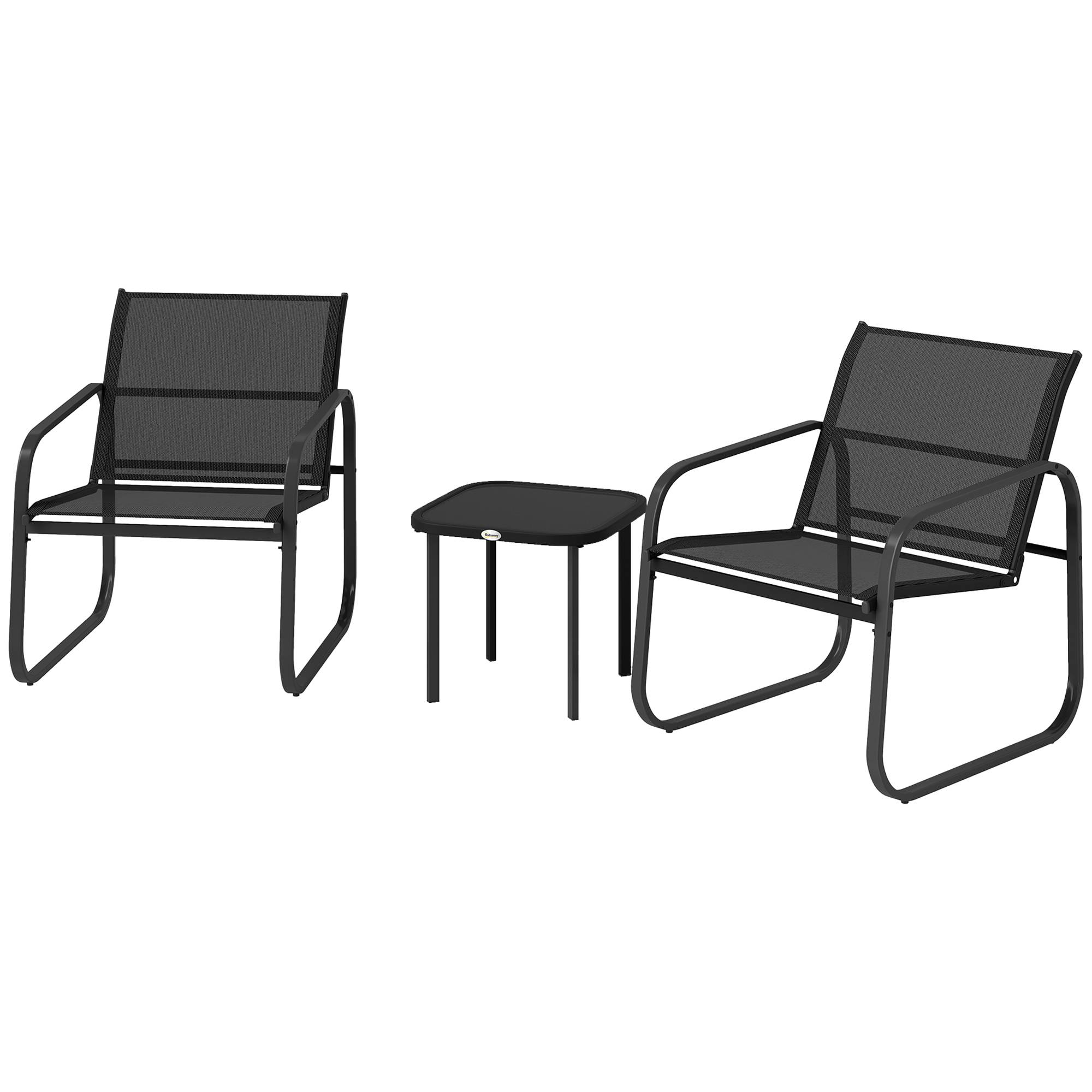 Ensemble bistrot de jardin 3 pièces | Mobilier de jardin Noir Polyester 70x59x75 cm - Image 2