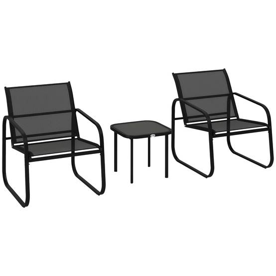 Ensemble bistrot de jardin 3 pièces | Mobilier de jardin Noir Polyester 70x59x75 cm - Image 1