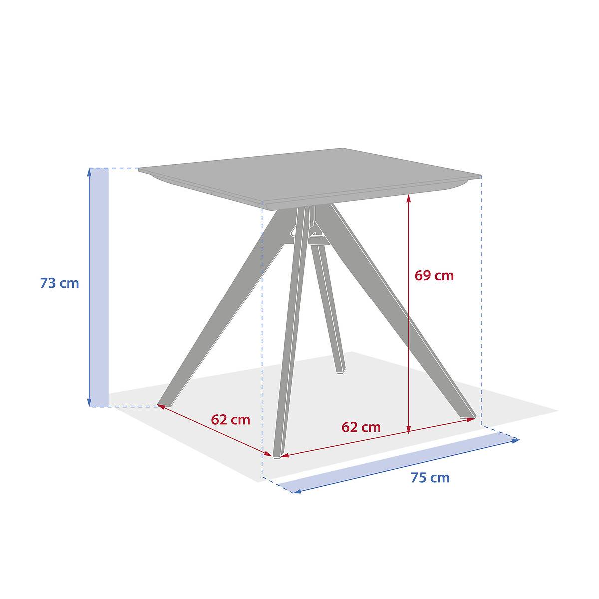 Hesperide - Table de jardin carrée "Terzano" vanille & argile 2 places en aluminium Hespéride - Image 5
