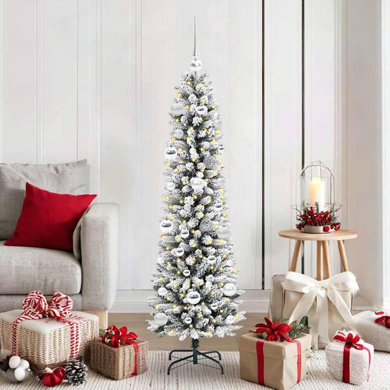 ComfortXL - Kit Sapin de Noël Flocqué 150 cm, Décorations et Guirlande 150 LED Incluses – ComfortXL Outdoor Living - Image 1