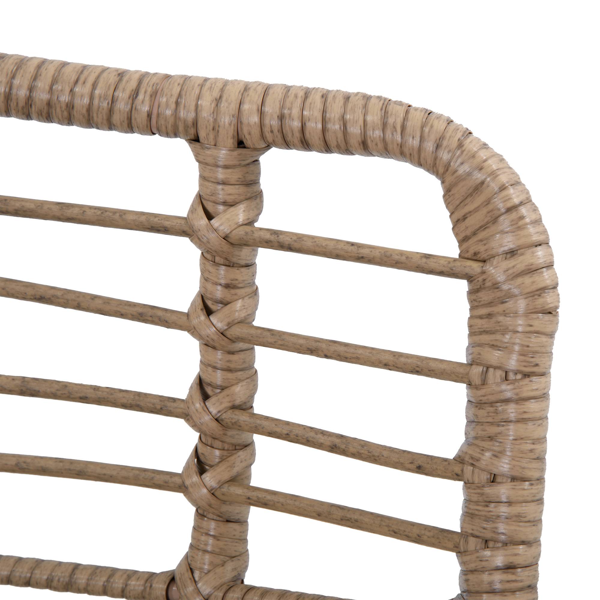 Sans Marque - Fauteuil chaise de jardin avec repose-pieds en métal époxy et résine tressée aspect rotin avec coussins - Image 9