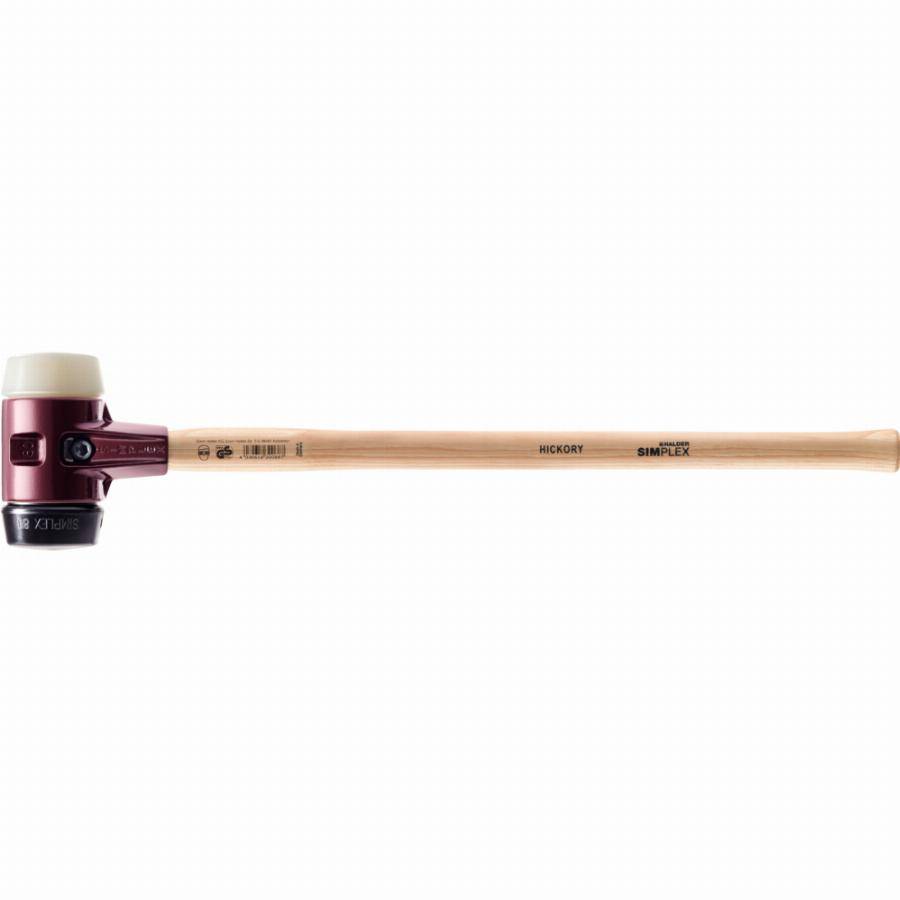 Marteau de frappeur HALDER SIMPLEX Caoutchouc chargé / nylon avec boîtier en fonte malléable, manche en bois hickory de haute qualité - D=80 mm - 3028