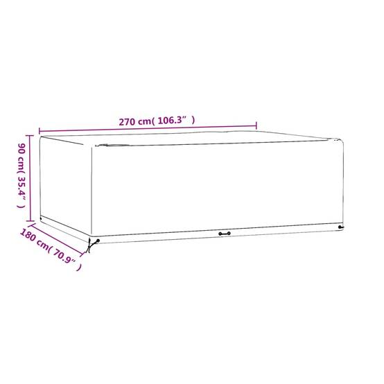Housse de Protection Salon de Jardin PE Imperméable Anti-UV pour Table Rectangulaire et Chaises Noir 270x180x90cm – ComfortXL Outdoor Living - Image 9