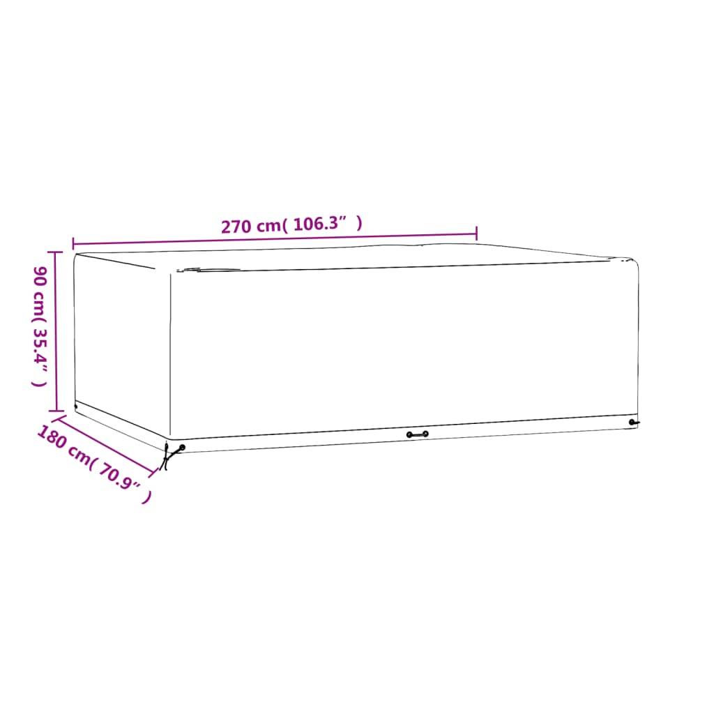 Housse de Protection Salon de Jardin PE Imperméable Anti-UV pour Table Rectangulaire et Chaises Noir 270x180x90cm – ComfortXL Outdoor Living - Image 9