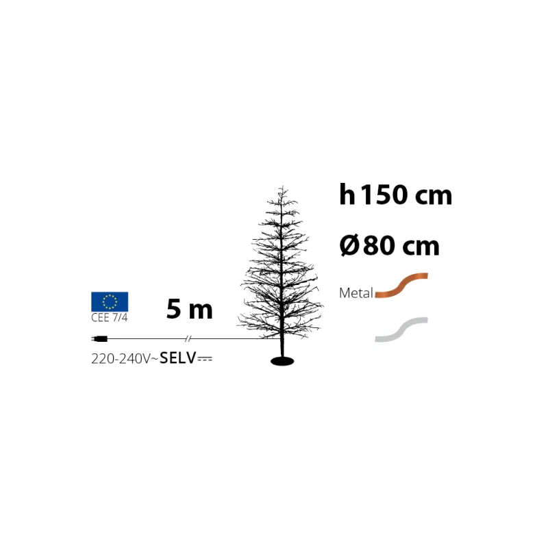Lotti - Arbre lumineux Conique Tilleul Rose Gold H150cm Ø80cm 1120 MicroLED Blanc Chaud Fixe et Flash Lotti - Image 2