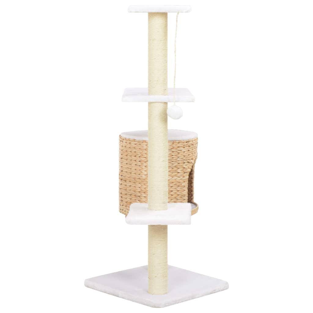 Helloshop26 - Arbre à chat griffoir grattoir niche jouet animaux peluché en sisal herbiers marins beige - Imagen 3