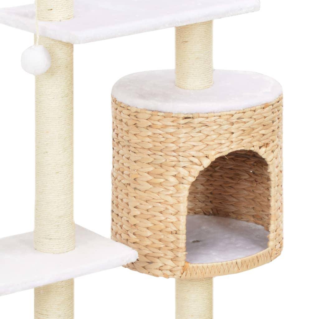 Helloshop26 - Arbre à chat griffoir grattoir niche jouet animaux peluché en sisal herbiers marins beige - Imagen 5