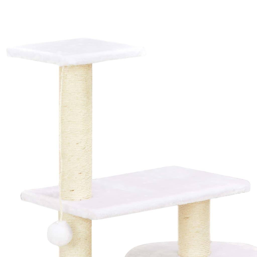Helloshop26 - Arbre à chat griffoir grattoir niche jouet animaux peluché en sisal herbiers marins beige - Imagen 4