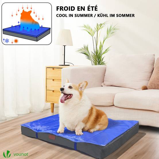 Vounot - Matelas panier pour chien avec tapis gel rafraichissant amovible 76x51x9cm - Image 3