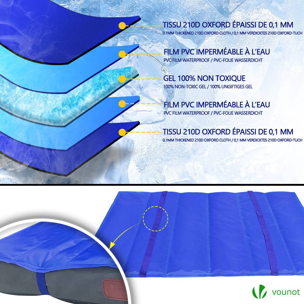 Vounot - Matelas panier pour chien avec tapis gel rafraichissant amovible 76x51x9cm - Image 5