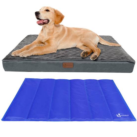 Vounot - Matelas panier pour chien avec tapis gel rafraichissant amovible 76x51x9cm - Image 1
