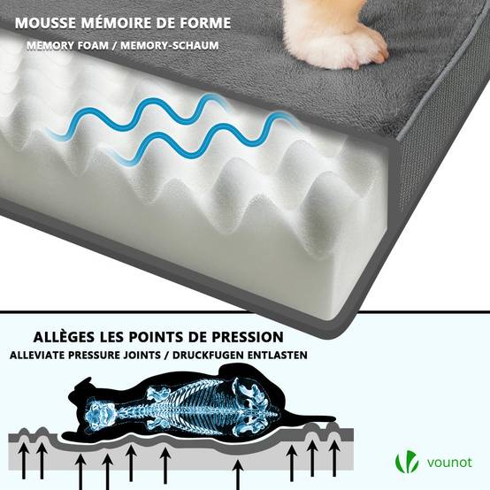 Vounot - Matelas panier pour chien avec tapis gel rafraichissant amovible 76x51x9cm - Image 4