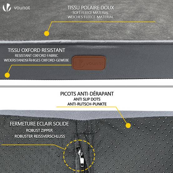 Vounot - Matelas panier pour chien avec tapis gel rafraichissant amovible 76x51x9cm - Image 6