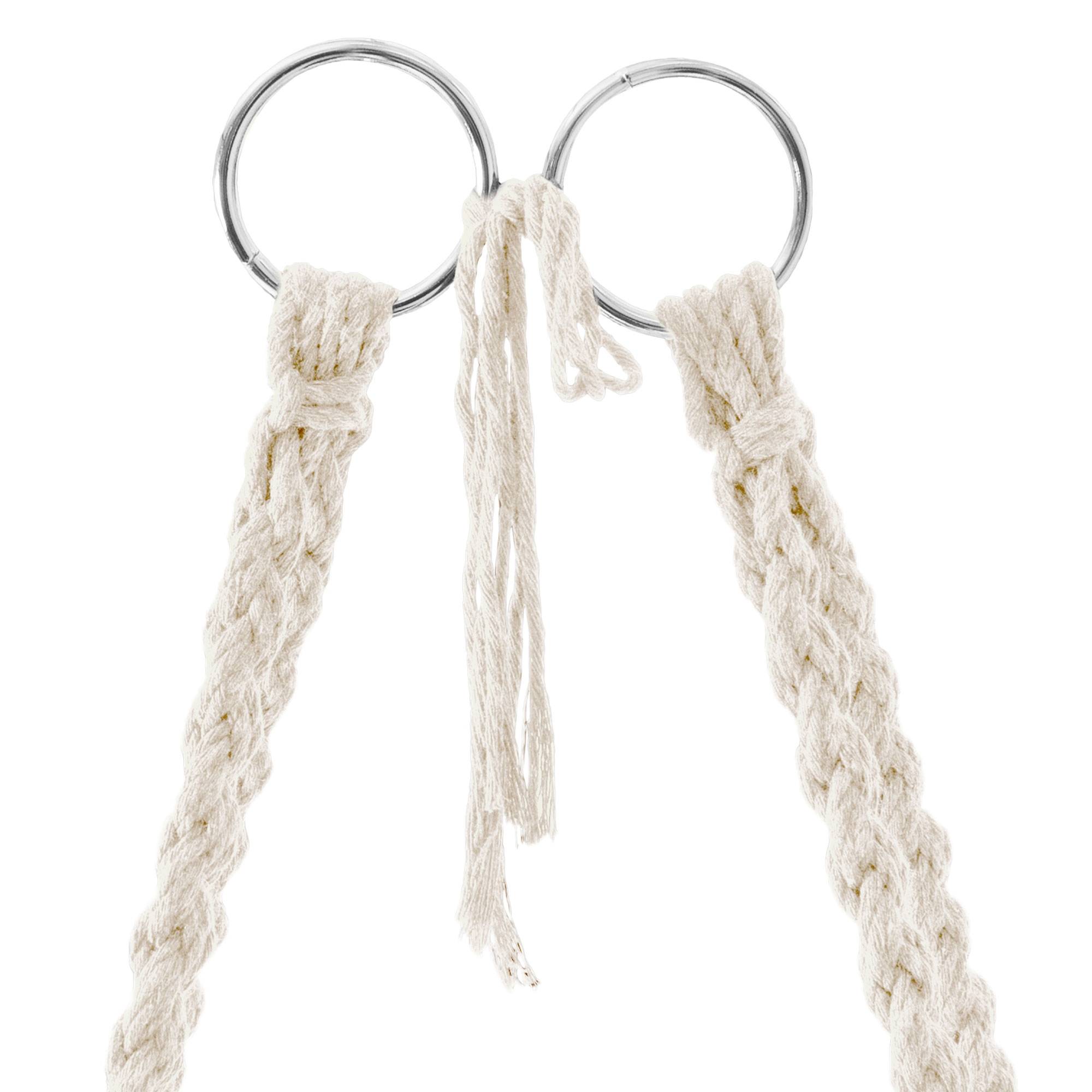 Ml-Design - Fauteuil suspendu à franges avec coussin de siège macramé balançoire beige coton - Imagen 4