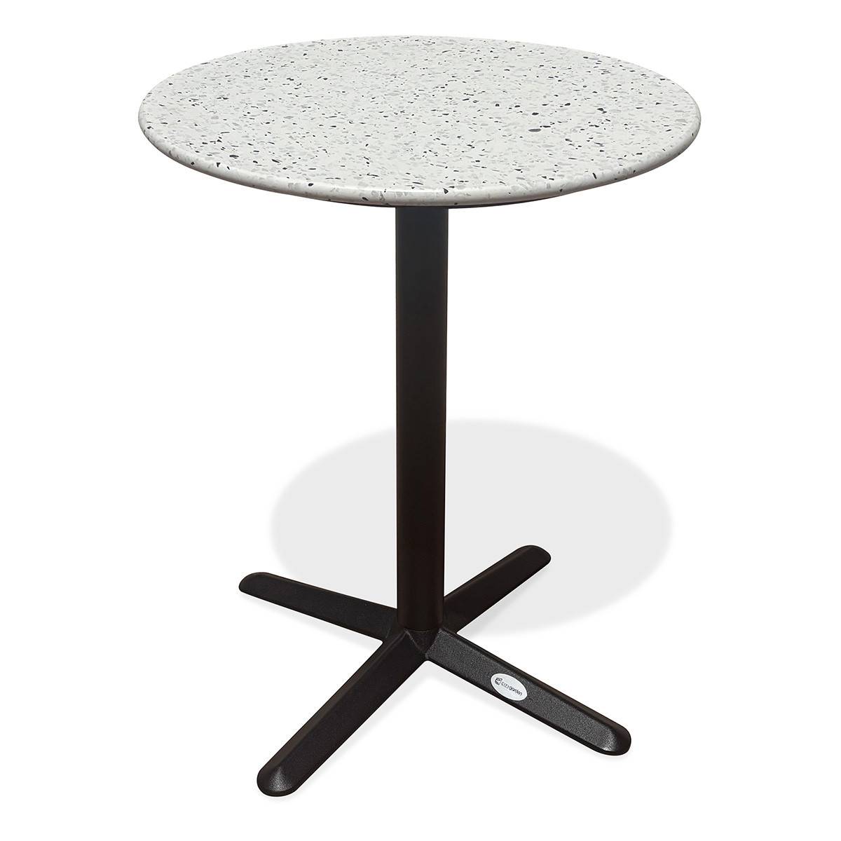 Table de Jardin Ronde en Terrazzo "Bistro" 60cm Blanc - Image 1