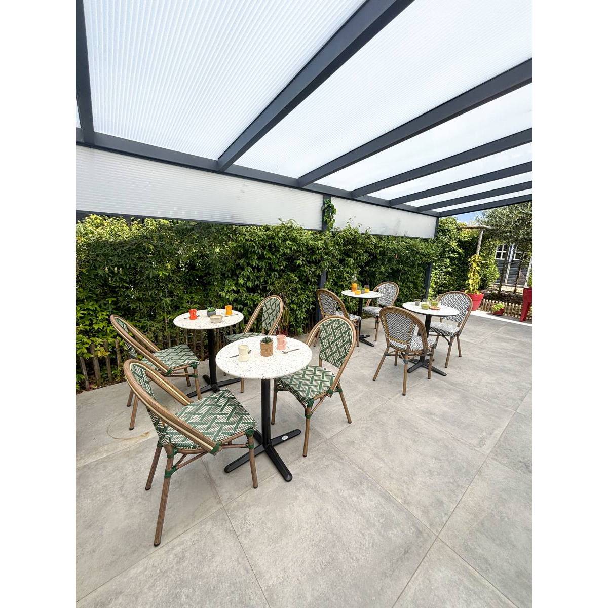 Table de Jardin Ronde en Terrazzo "Bistro" 60cm Blanc - Image 8
