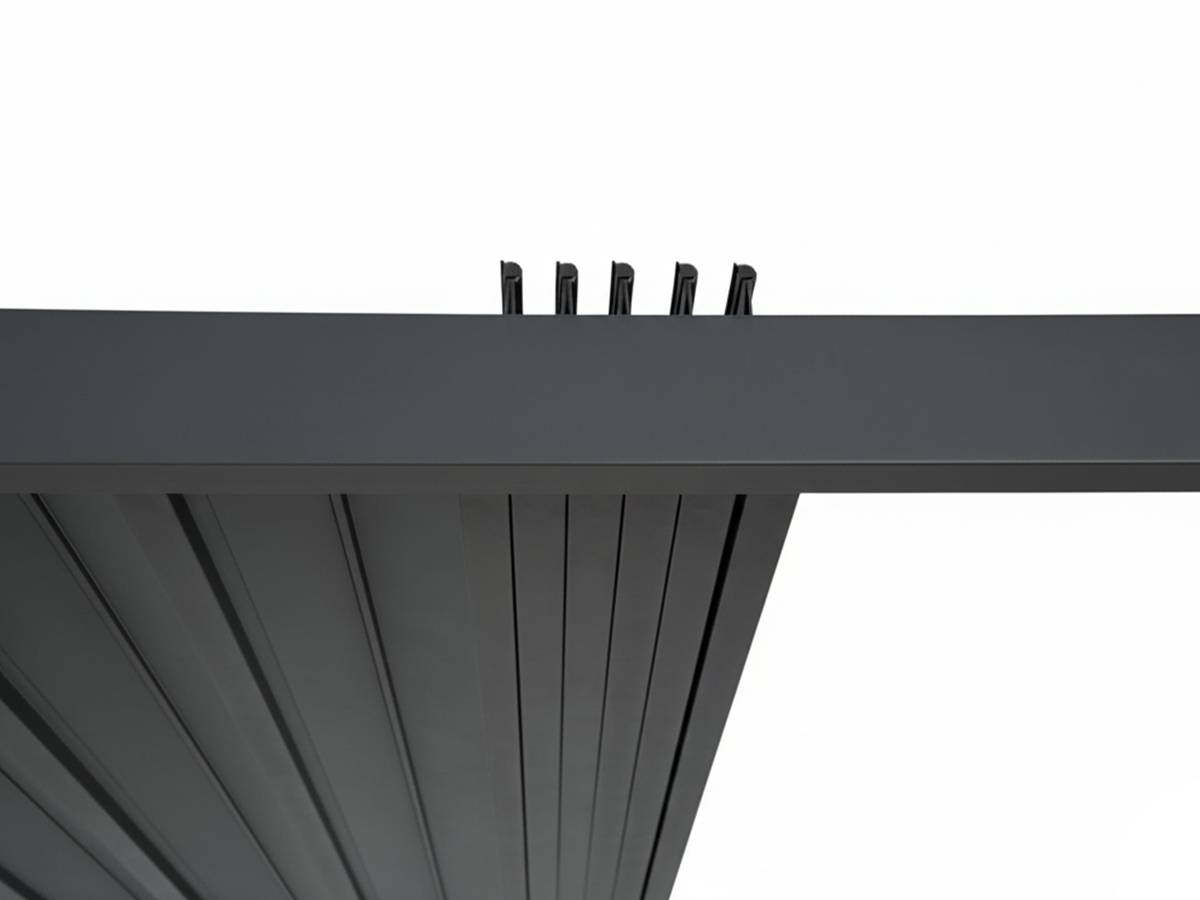 Hesperide - Kit pergola bioclimatique toit rétractable Evora Graphite 4 x 3 m Hespéride + 2 stores 4 m - Image 4