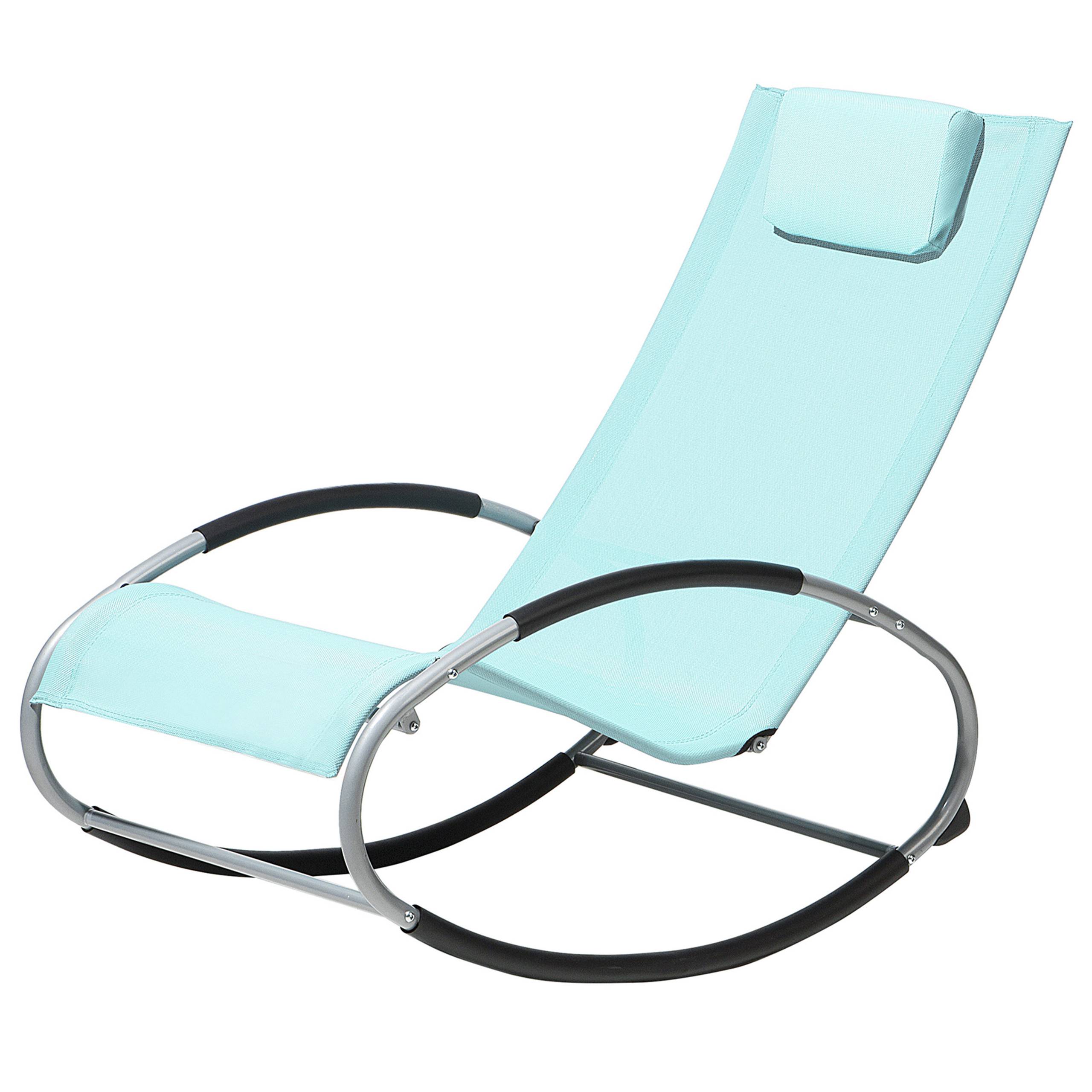 Beliani - Chaise de Jardin Transat à Bascule en Textile Bleu Clair et Acier Argenté Matières Résistantes et Durables et Design Moderne Très Confortable Beliani - Imagen 5