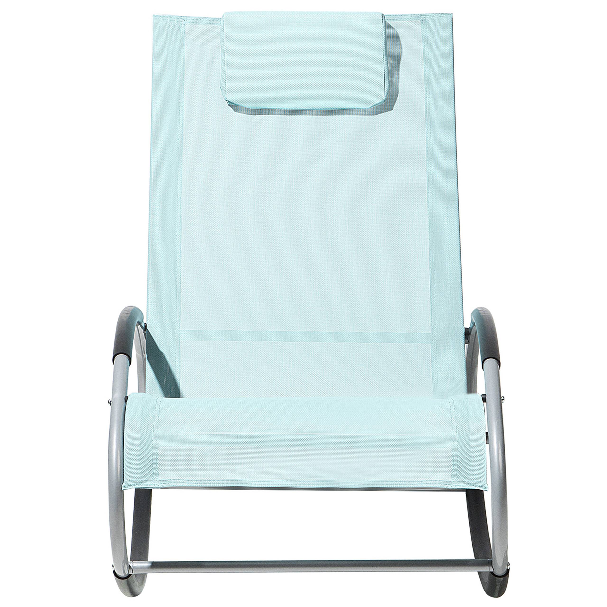 Beliani - Chaise de Jardin Transat à Bascule en Textile Bleu Clair et Acier Argenté Matières Résistantes et Durables et Design Moderne Très Confortable Beliani - Imagen 4