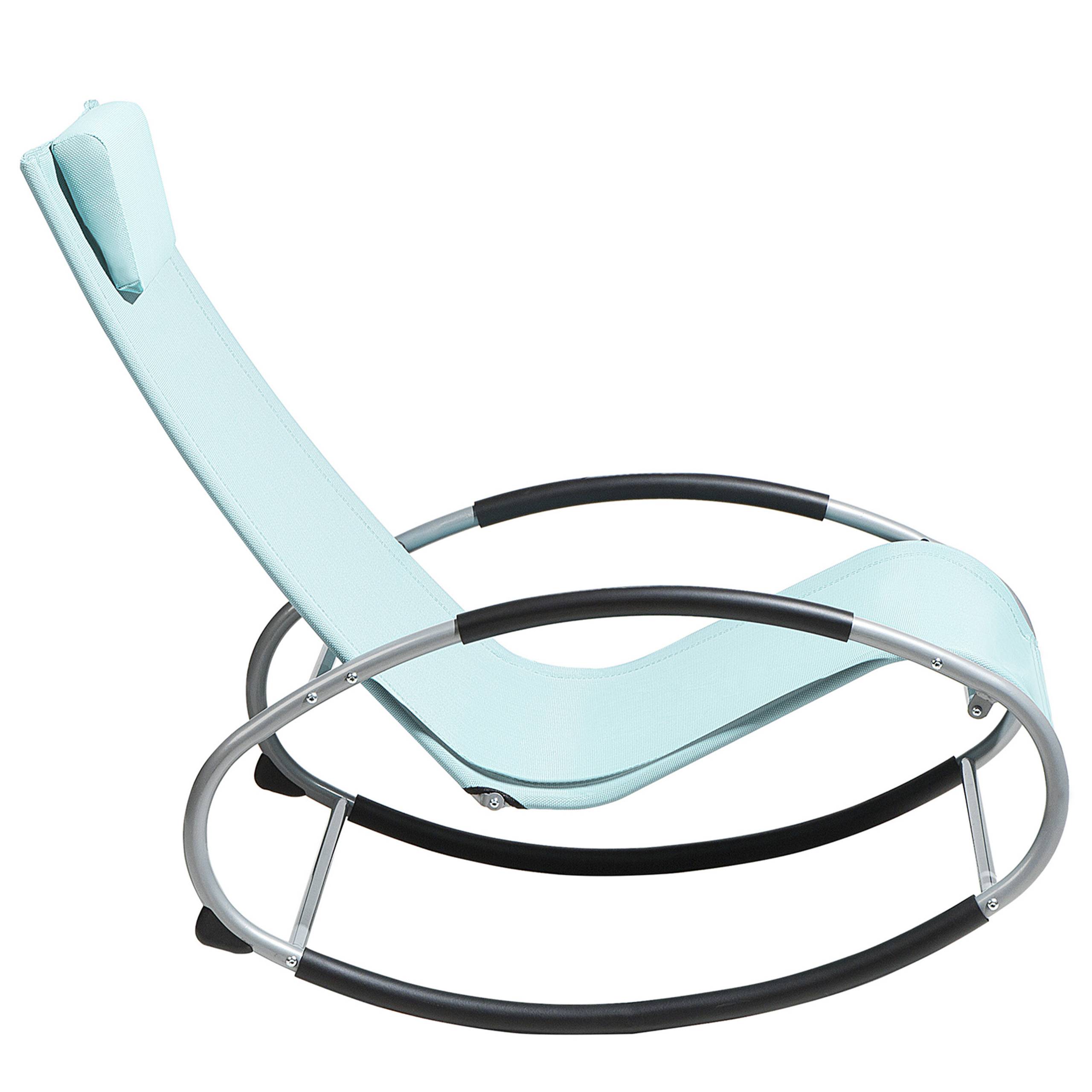 Beliani - Chaise de Jardin Transat à Bascule en Textile Bleu Clair et Acier Argenté Matières Résistantes et Durables et Design Moderne Très Confortable Beliani - Imagen 6