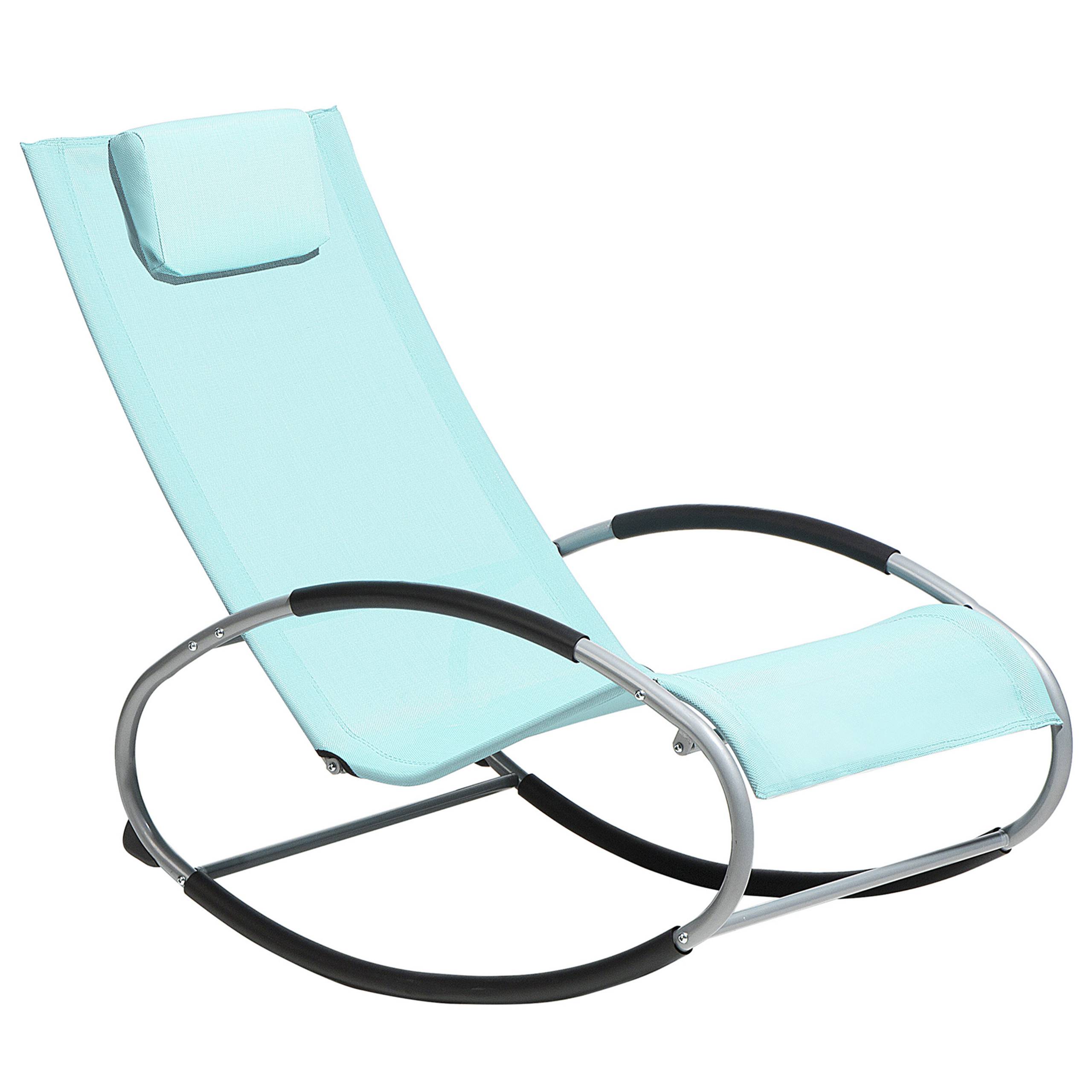 Beliani - Chaise de Jardin Transat à Bascule en Textile Bleu Clair et Acier Argenté Matières Résistantes et Durables et Design Moderne Très Confortable Beliani - Imagen 1