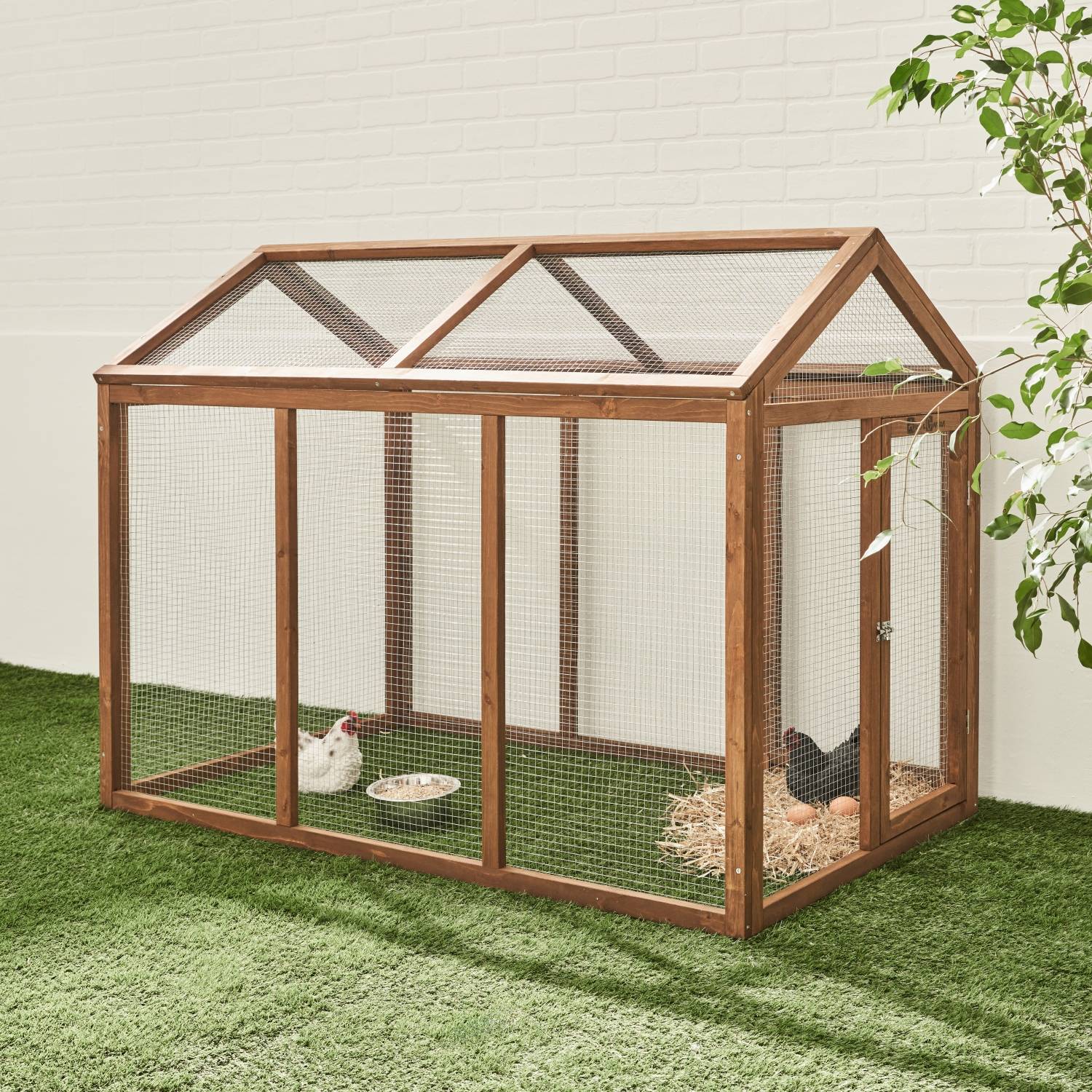 sweeek - Enclos pour poulailler en bois CHABO. 6 poules. parc grillagé pour poules. extension | sweeek - Image 1