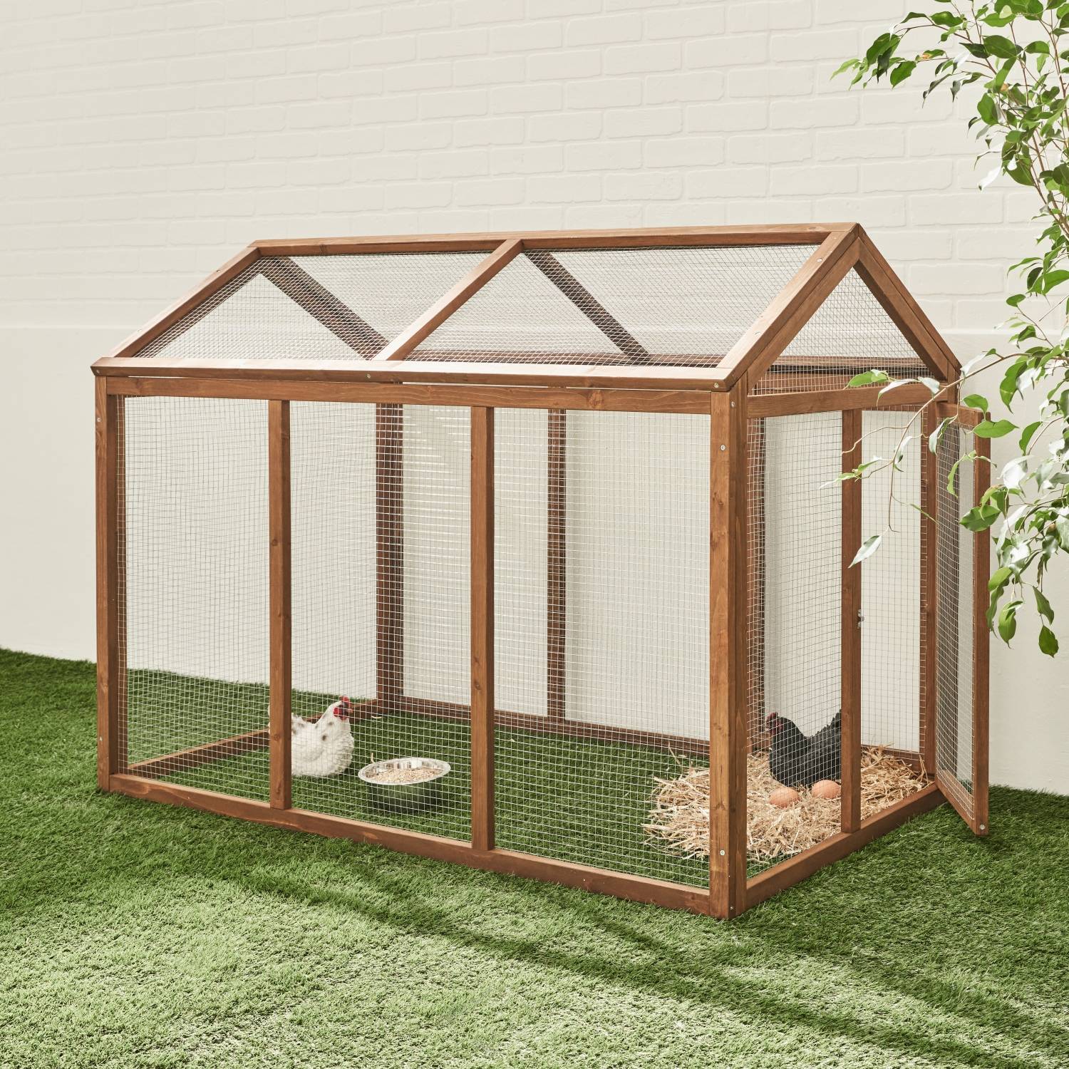 sweeek - Enclos pour poulailler en bois CHABO. 6 poules. parc grillagé pour poules. extension | sweeek - Image 1