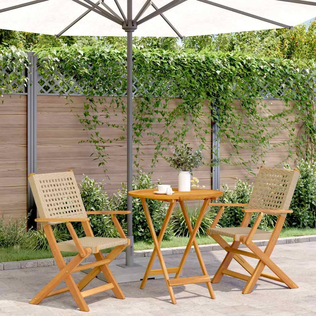 Vidaxl - Ensemble de bistro 3 pcs-Salons de jardin beige résine tressée et bois massif 505588 - Image 1