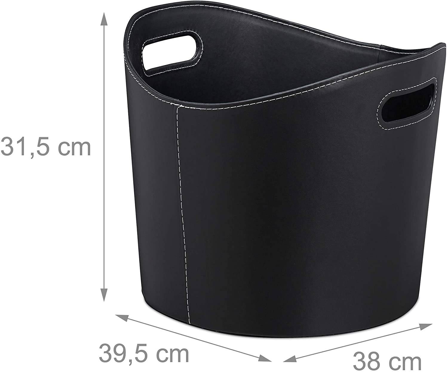 Helloshop26 - Panier à bûches accessoire cheminé 39,5 cm synthétique noir - Imagen 1