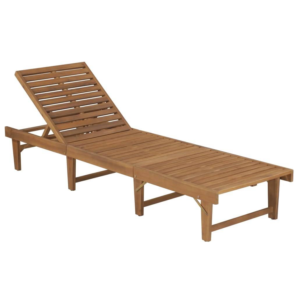 Helloshop26 - Transat chaise longue bain de soleil lit de jardin terrasse meuble d'extérieur pliable avec coussin bois d'acacia solide - Imagen 2