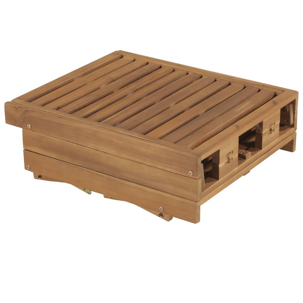 Helloshop26 - Transat chaise longue bain de soleil lit de jardin terrasse meuble d'extérieur pliable avec coussin bois d'acacia solide - Imagen 4