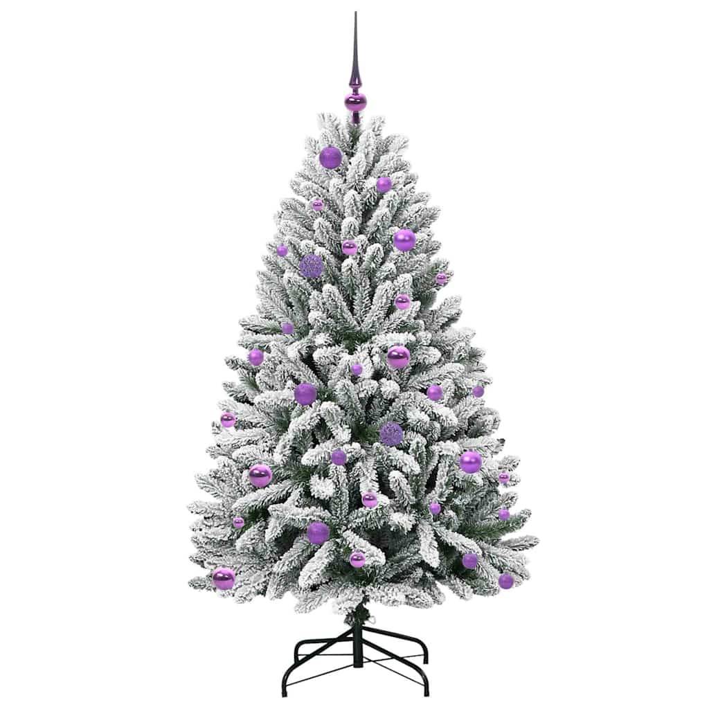 Sapin de Noël | Arbre de Noël artificiel Vert et blanc 150 cm PVC et métal Maison Chic - Image 4