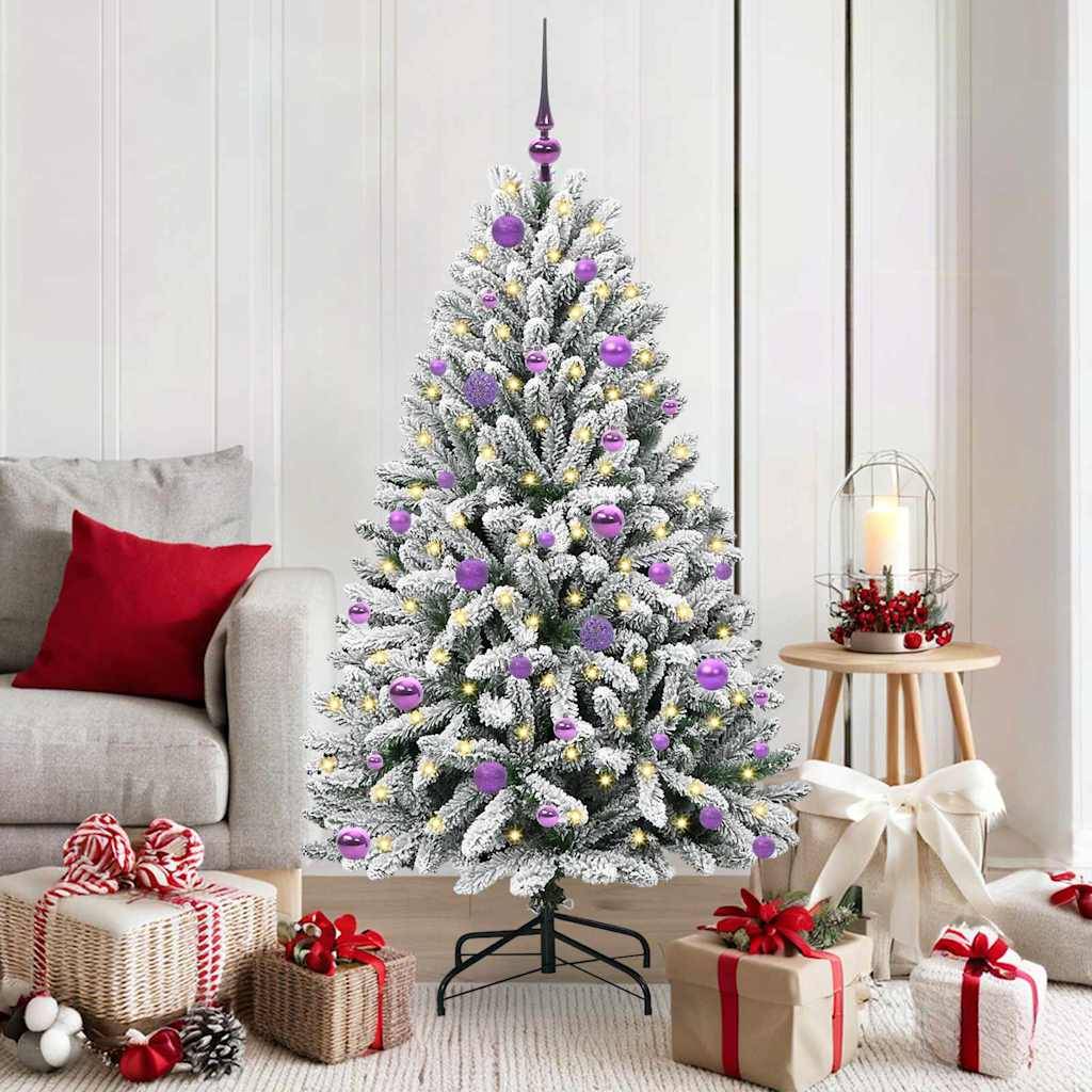 Sapin de Noël | Arbre de Noël artificiel Vert et blanc 150 cm PVC et métal Maison Chic - Image 2