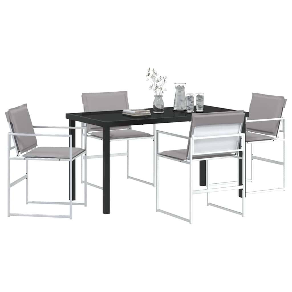 Ensemble de salle à manger de jardin acier et textilène blanc 140 x 70 x 73 cm, Poids:45.15kg - PANGIVO - Image 3