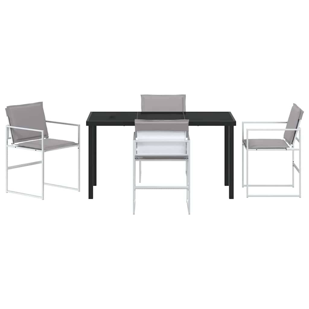 Ensemble de salle à manger de jardin acier et textilène blanc 140 x 70 x 73 cm, Poids:45.15kg - PANGIVO - Image 7