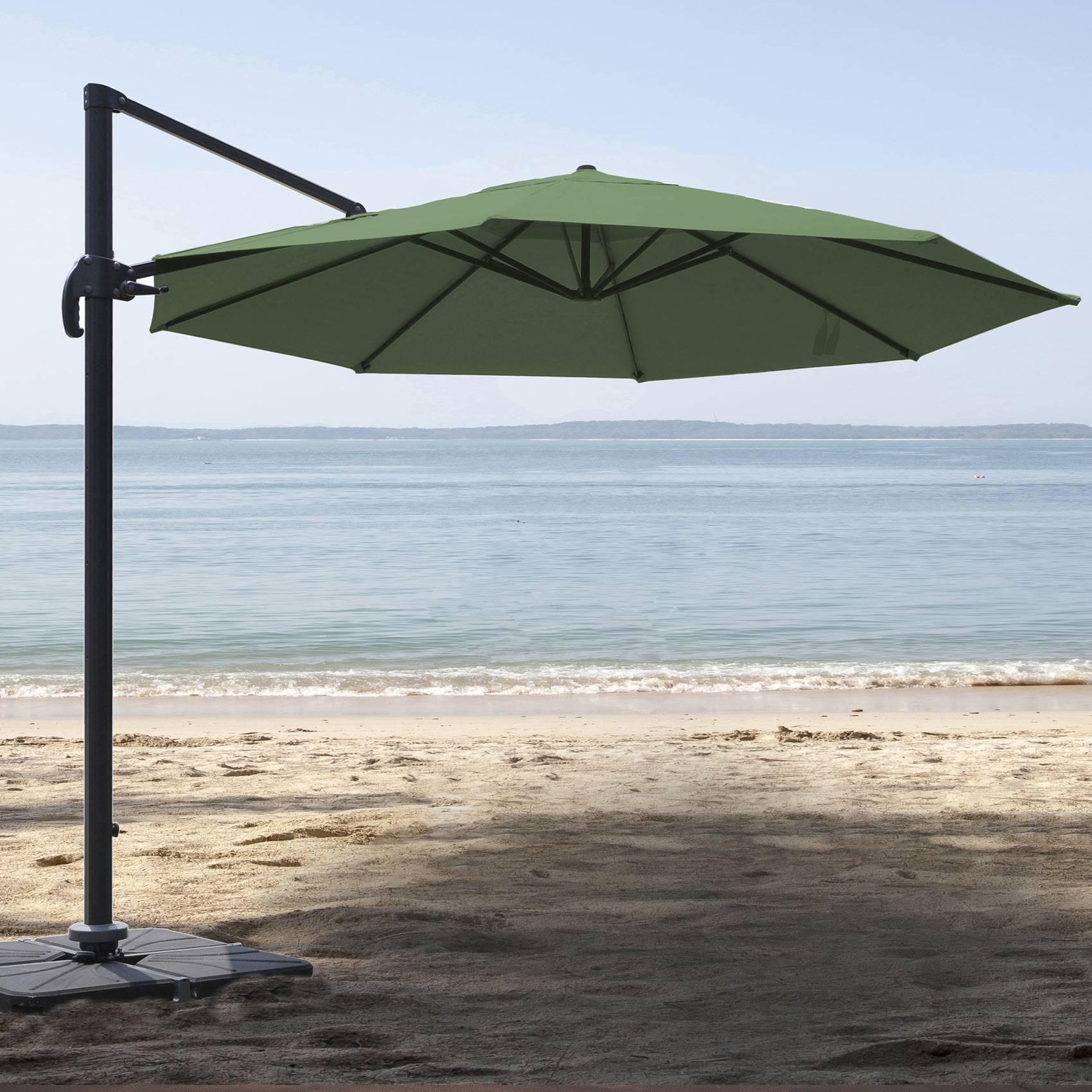 Parasol déporté rond - JARDILINE - Aluminium/Polyester/Toile - Vert Olive - Image 1
