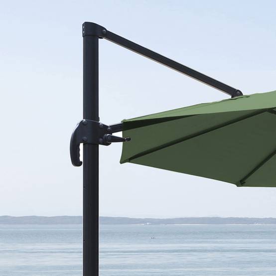 Parasol déporté rond - JARDILINE - Aluminium/Polyester/Toile - Vert Olive - Image 2