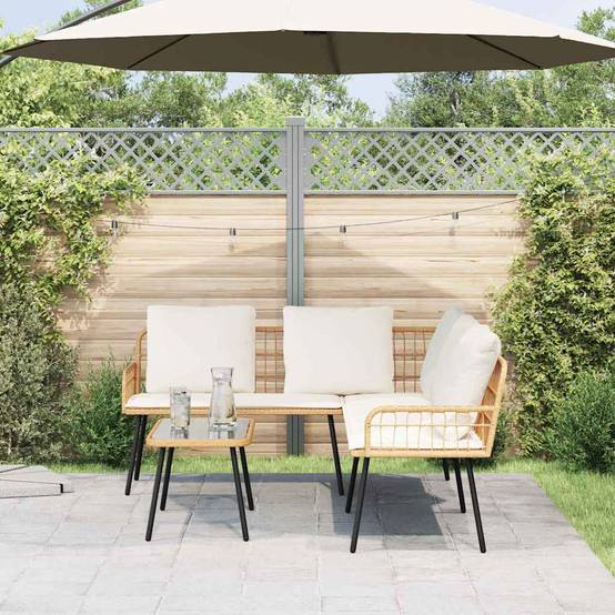 Petit salon de jardin 4 places polyrotin pour balcon et terrasse Naturel – ComfortXL Outdoor Living - Image 1