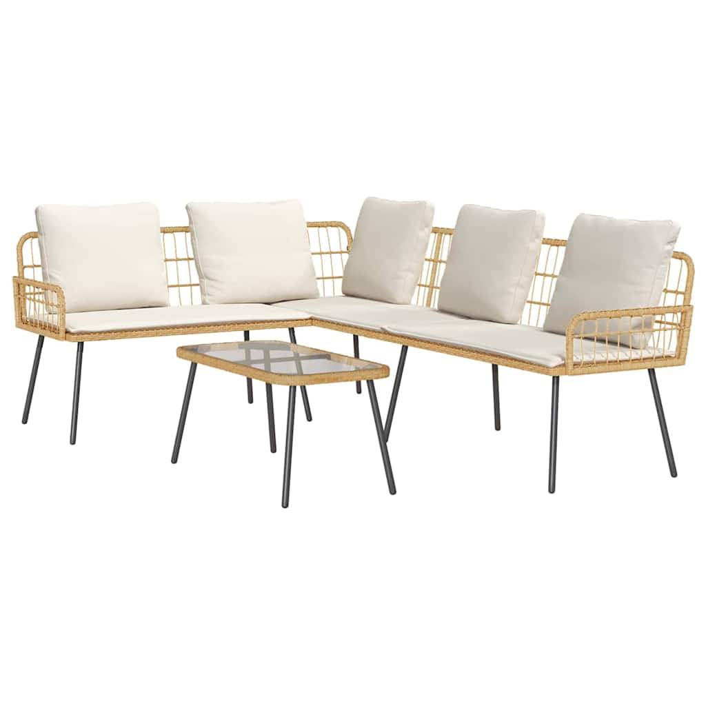 Petit salon de jardin 4 places polyrotin pour balcon et terrasse Naturel – ComfortXL Outdoor Living - Image 2