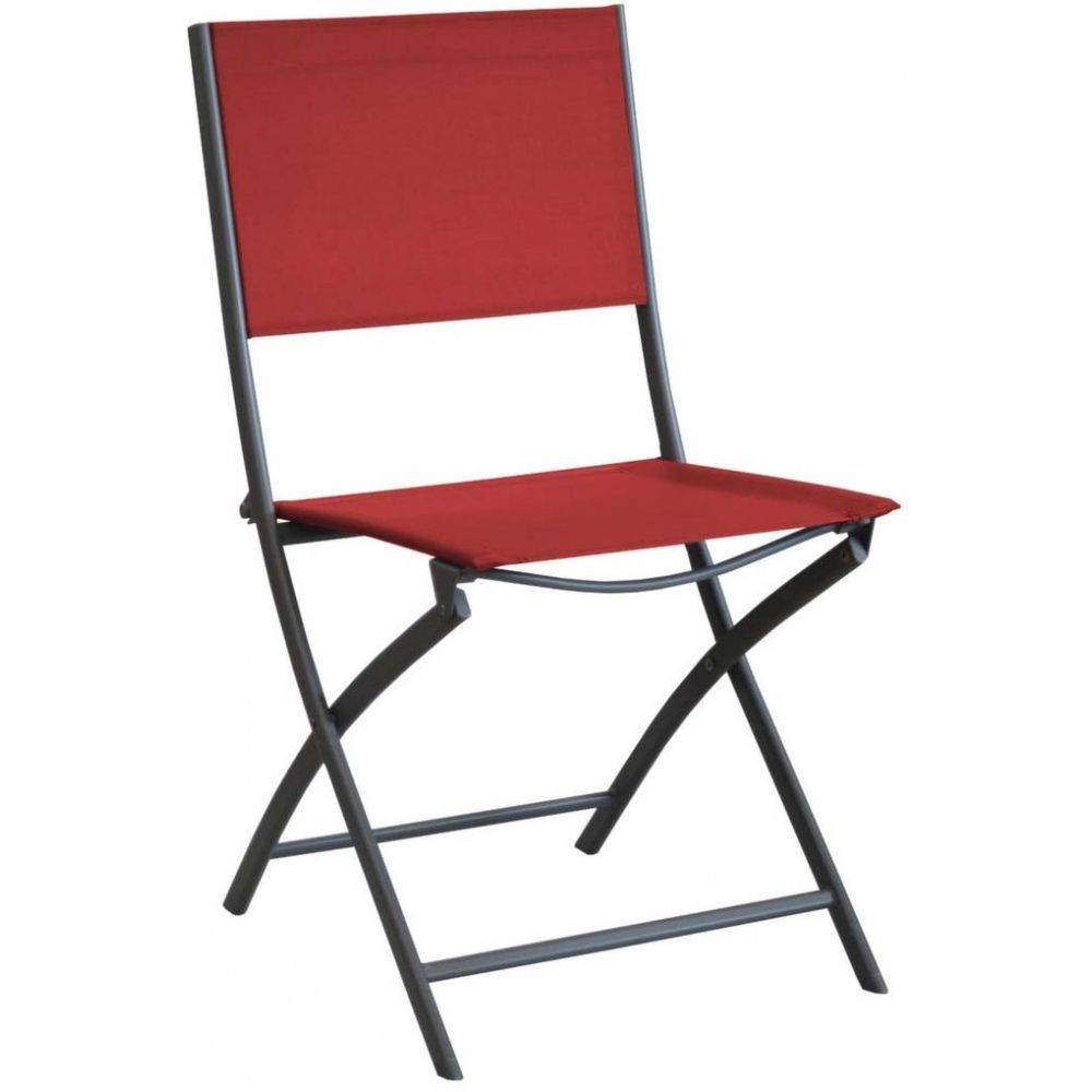 Alize - Chaise pliante en acier et toile Dream (Lot de 4) Graphite, rouge - Imagen 3