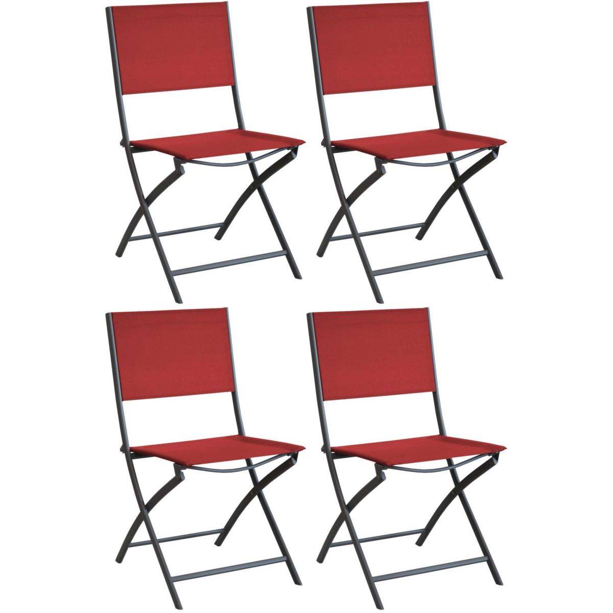 Alize - Chaise pliante en acier et toile Dream (Lot de 4) Graphite, rouge - Imagen 1